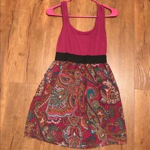 One piece dress with fun floral skirt